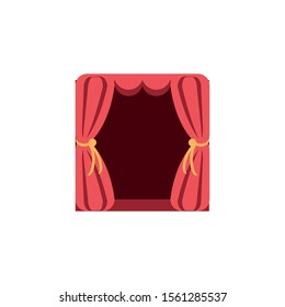 curtains, red, theatrical, hanging, vector illustration design