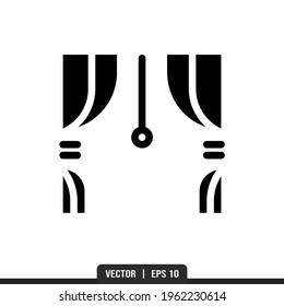 Curtains Silhouette icon vector, illustration logo template in trendy style. Suitable for many purposes.
