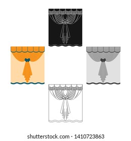 Curtains, single icon in cartoon,black style.Curtains, vector symbol stock illustration web.