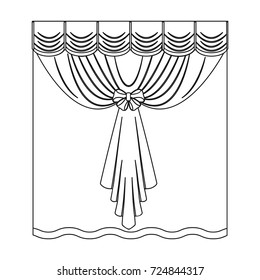 Curtains, single icon in outline style.Curtains, vector symbol stock illustration web.