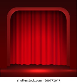 Curtains spotlight stage background. Vector eps10.