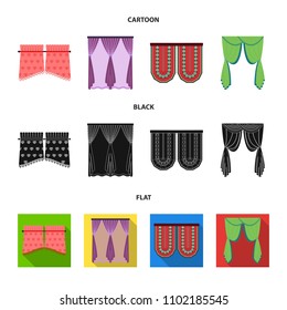 Curtains, stick, cornices, and other web icon in cartoon,black,flat style.Bow, fabric, tulle icons in set collection.