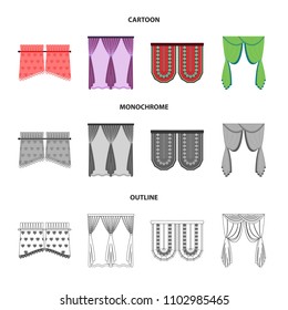 Curtains, stick, cornices, and other web icon in cartoon,outline,monochrome style.Bow, fabric, tulle icons in set collection.