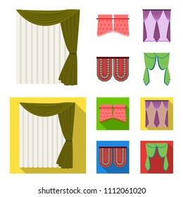 Curtains, stick, cornices, and other web icon in cartoon,flat style.Bow, fabric, tulle icons in set collection.