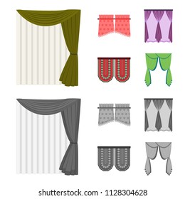 Curtains, stick, cornices, and other web icon in cartoon,monochrome style.Bow, fabric, tulle icons in set collection.