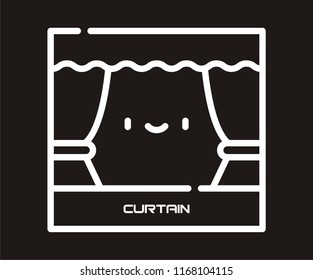 CURTAINS SYMBOL VECTOR ICON 