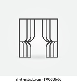 Curtains vector concept icon or sign in outline style 