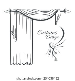 Curtains. Vector design. Vintage