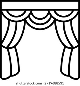 Icono de Vector de cortinas. Se puede utilizar para aplicaciones de impresión, móviles y de Web.