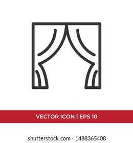 Curtains vector icon in modern design style for web site and mobile app