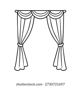 Icono de línea de Vector de cortinas sobre un fondo blanco.
Icono de línea de Vector sobre un fondo blanco