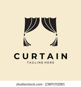 cortinas vintage logo vectorial diseño minimalista