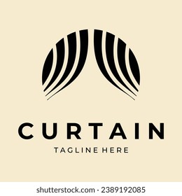 curtains vintage logo vector template design minimalist