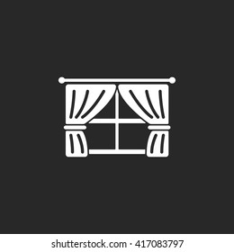 Curtains window sign simple icon on  background