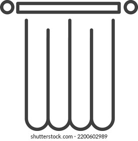 Curtains for windows, isolated textile for home. Woven fabric material for interior design, sheer drapery covering and protecting from sun. Minimalist icon, simple line art vector in flat style