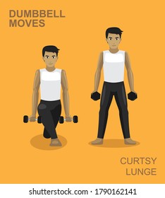Curtsy Lunge Dumbbell Moves Manga Man Gym Set Illustration