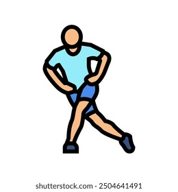 curtsy lunges fitness exercise leg color icon vector. curtsy lunges fitness exercise leg sign. isolated symbol illustration