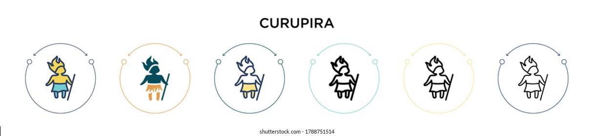 Curupira icon in filled, thin line, outline and stroke style. Vector illustration of two colored and black curupira vector icons designs can be used for mobile, ui, web