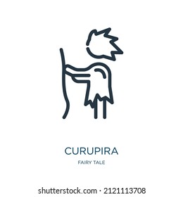 curupira thin line icon. halloween, legend linear icons from fairy tale concept isolated outline sign. Vector illustration symbol element for web design and apps.