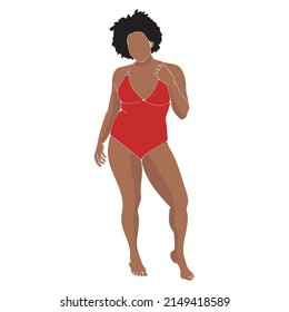 Curvaceous woman proud of her body illustration. Isolated on white colorful illustration