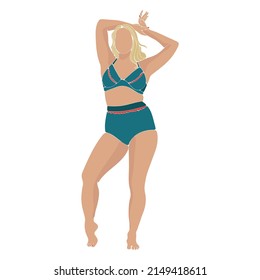 Curvaceous woman proud of her body illustration. Isolated on white colorful illustration
