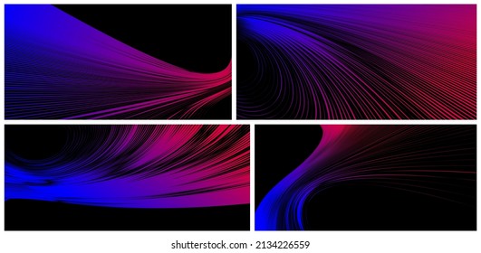 Curvature of space vector abstract art background, 3D linear flow distorted shape, deformed fluid, chaos of space.