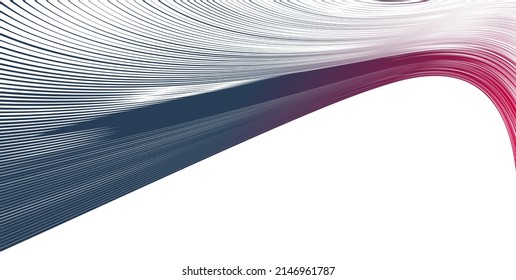 Curvature of space vector abstract art background, 3D linear flow distorted shape, deformed fluid, chaos of space.