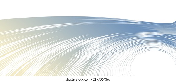 Curvature of space vector abstract art background, 3D linear flow distorted shape, deformed fluid, chaos of space.