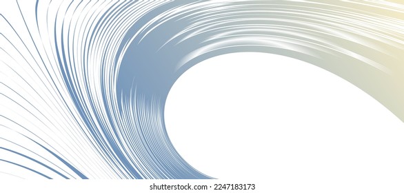 Curvature of space vector abstract art background, 3D linear flow distorted shape, deformed fluid, chaos of space.