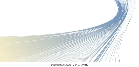 Curvature of space vector abstract art background, 3D linear flow distorted shape, deformed fluid, chaos of space.