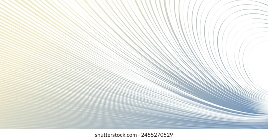 Curvature of space vector abstract art background, 3D linear flow distorted shape, deformed fluid, chaos of space.