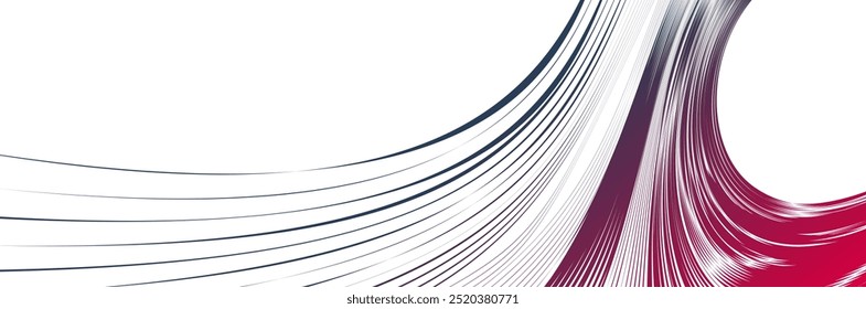 Curvature of space vector abstract art background, 3D linear flow distorted shape, deformed fluid, chaos of space.