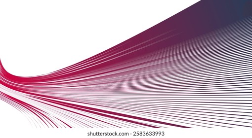 Curvature of space vector abstract art background, 3D linear flow distorted shape, deformed fluid, chaos of space.