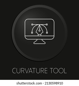 Herramienta de curvatura icono de línea vectorial mínimo en botón 3D aislado en fondo negro. Vector Premium.
