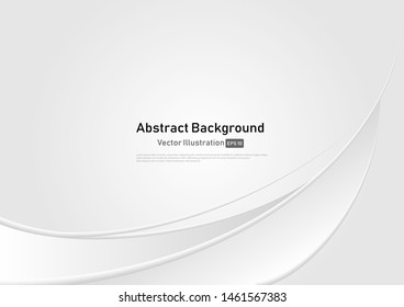 Curve Abstract Background white and gray gradient color background.Vector Illustration.