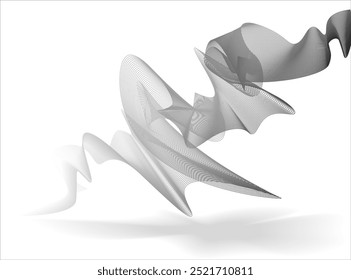 curve abstract line digital art flowing black and  white 