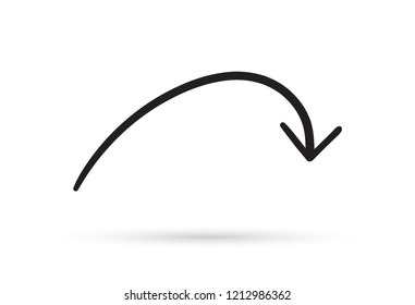 curve arrow draw doodle brush sketch cartoon isolated on white background