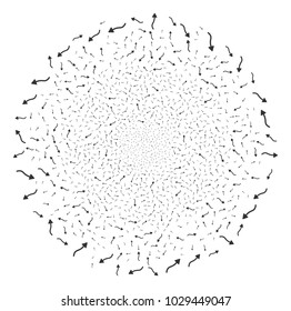 Curve Arrow festive globula. Object pattern done from scattered curve arrow pictograms as explosion cluster. Vector illustration style is flat iconic symbols.