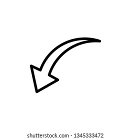 curve arrow flat icon down line