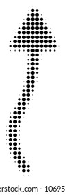 Curve Arrow halftone vector icon. Illustration style is dotted iconic Curve Arrow icon symbol on a white background. Halftone texture is circle dots.