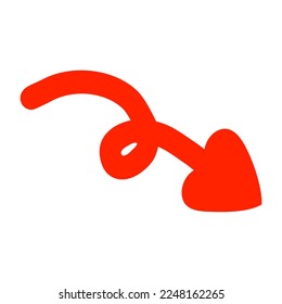 Curve arrow with heart shaped tip, design element for Valentines Day, vector