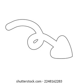 Curve arrow with heart shaped tip, design element for Valentines Day, vector outline