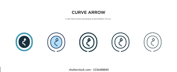 curve arrow icon in different style vector illustration. two colored and black curve arrow vector icons designed in filled, outline, line and stroke style can be used for web, mobile, ui