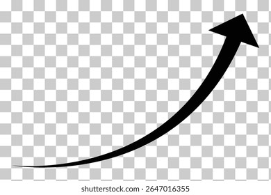  curve arrow icon on transparent background. flat style. arrow icon for your web site design, logo, app, UI. Sharp curved arrow icon. 
