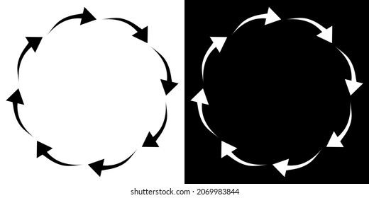 Curve arrow icon with round or circle. Arrow icon illustration isolated vector sign symbol for your project. Flat design style. Vector illustration on white and black background