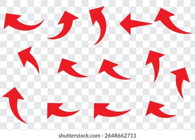 Conjunto de iconos de flecha de curva. Conjunto de iconos de flecha larga. Conjunto de flechas de curva. Iconos de flecha hacia arriba. Conjunto de flechas de subida de curva. Pictograma de crecimiento aislado. Ilustración vectorial.