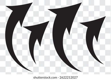 Curve arrow icon vector . Black long up arrow icon vector . arrow pointing upward.