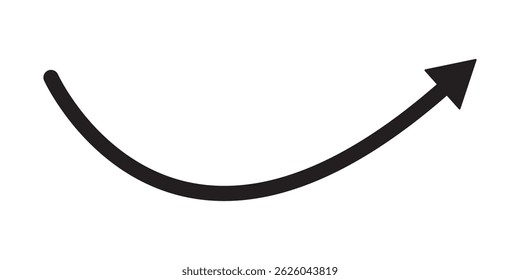 Curve arrow icon vector . Black long up arrow icon vector . arrow pointing upward. Long arrows icon. Long curved hand drawn arrow. Set of vector curved arrows hand drawn. Sketch doodle style.