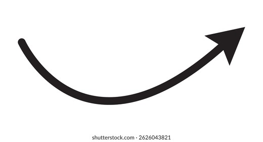 Curve arrow icon vector . Black long up arrow icon vector . arrow pointing upward. Long arrows icon. Long curved hand drawn arrow. Set of vector curved arrows hand drawn. Sketch doodle style.