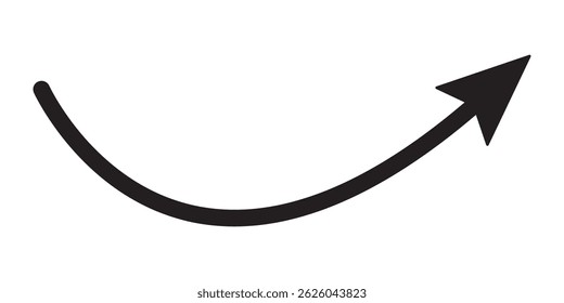 Curve arrow icon vector . Black long up arrow icon vector . arrow pointing upward. Long arrows icon. Long curved hand drawn arrow. Set of vector curved arrows hand drawn. Sketch doodle style.